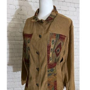 Vintage Button Up Shirt with Canvas Patches
